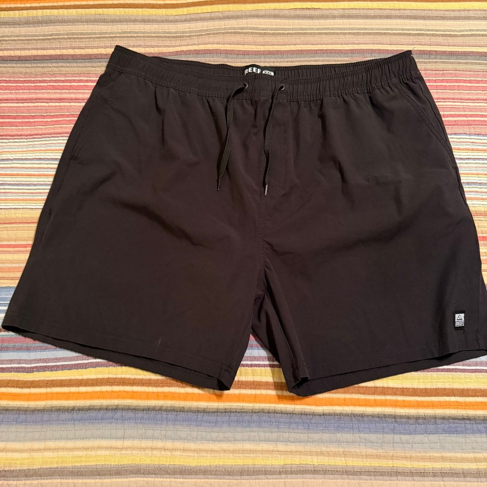 Reef Mens Black‎ Hybrid Board Shorts XXL Stretch Swim Trunks Drawstring RN117508
